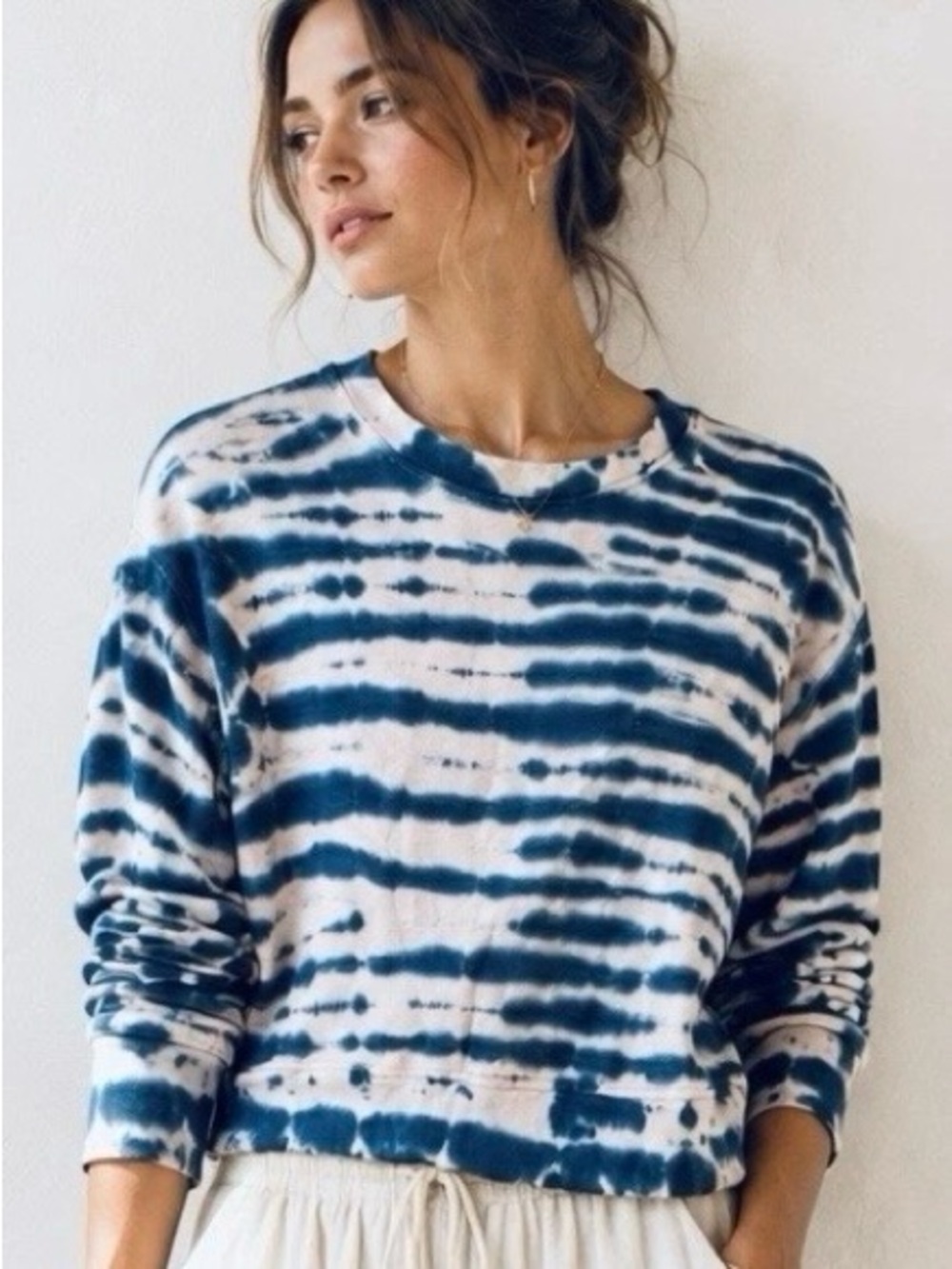 Rails Ramona Tie Dye Cropped Sweatshirt XS Blue Pink Modal Blend Boho
